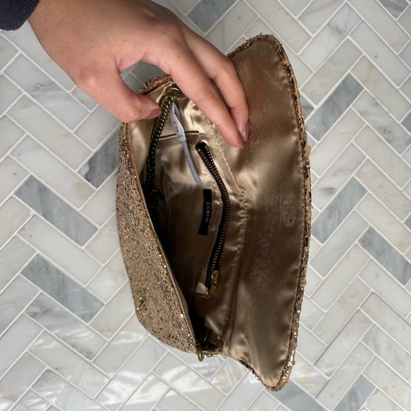 J.Crew gold sparkly cross body bag / gold sparkly clutch - Picture 5 of 5